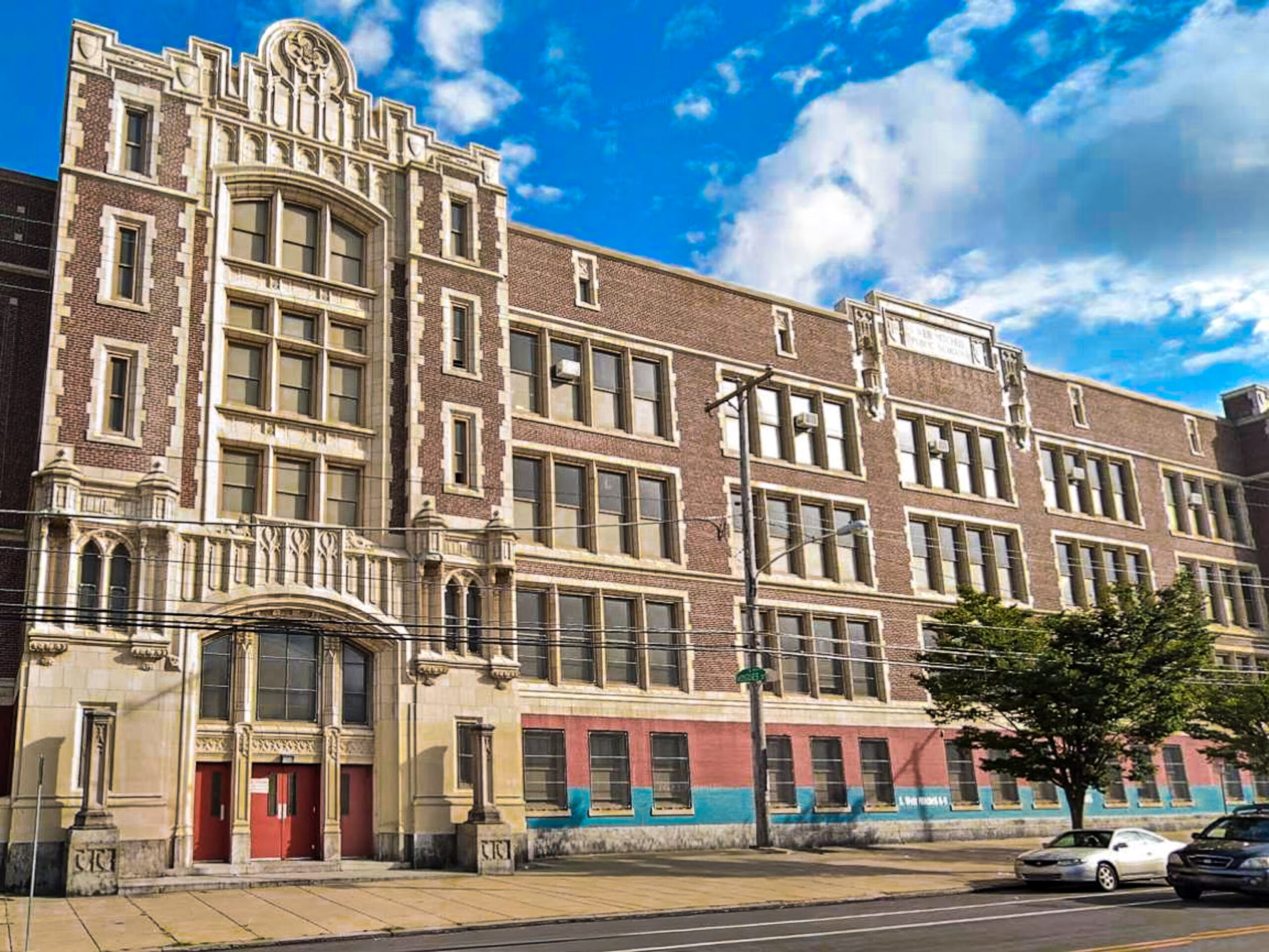 Exterior of the S. Weir Mitchell School building in Southwest Philadelphia.